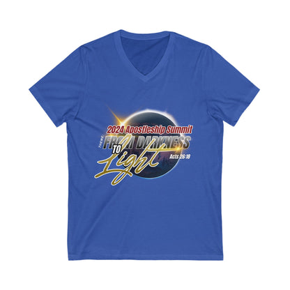 From Dakrness to Light Women's Jersey Short Sleeve V-Neck Tee