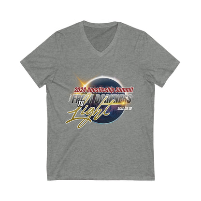 From Dakrness to Light Women's Jersey Short Sleeve V-Neck Tee